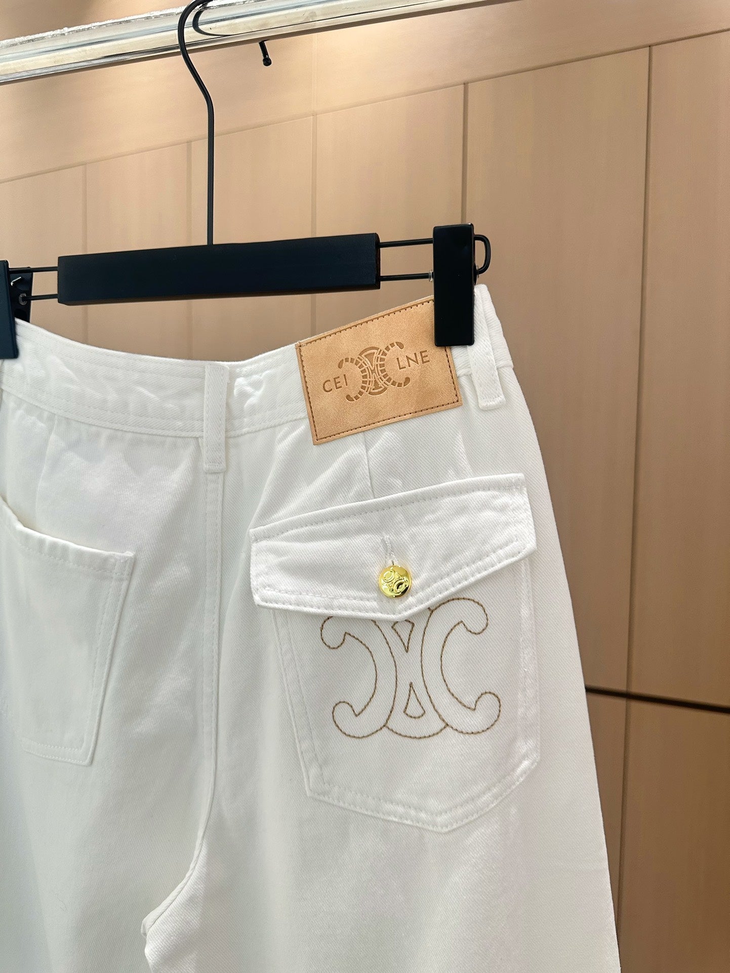 Winter heavy button decoration embroidery high waist wide leg jeans