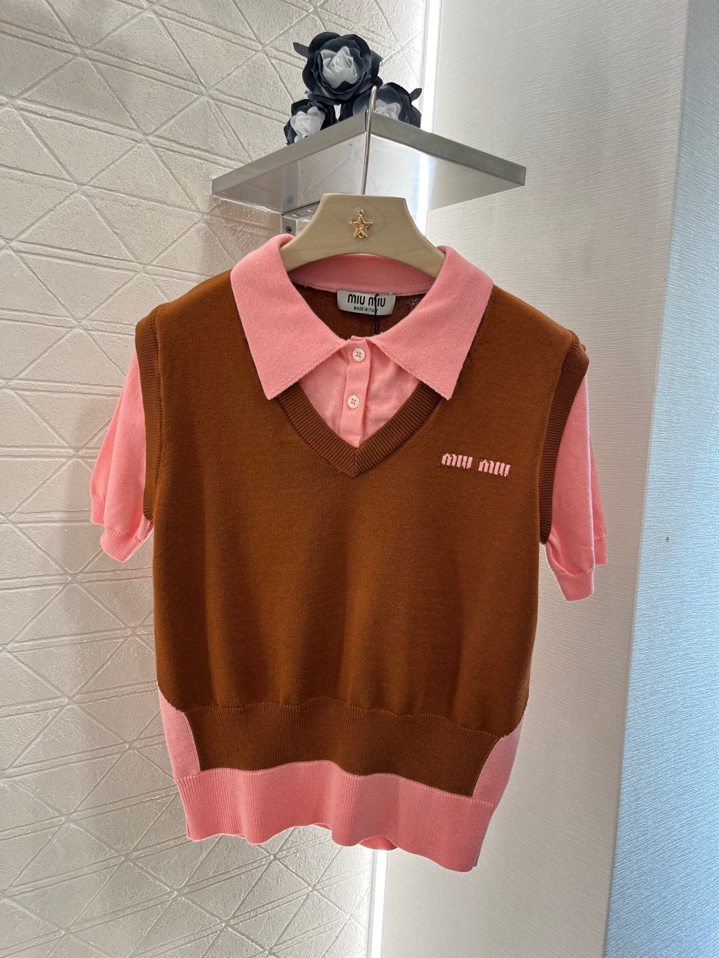 Fake two-piece ππππ knitted top