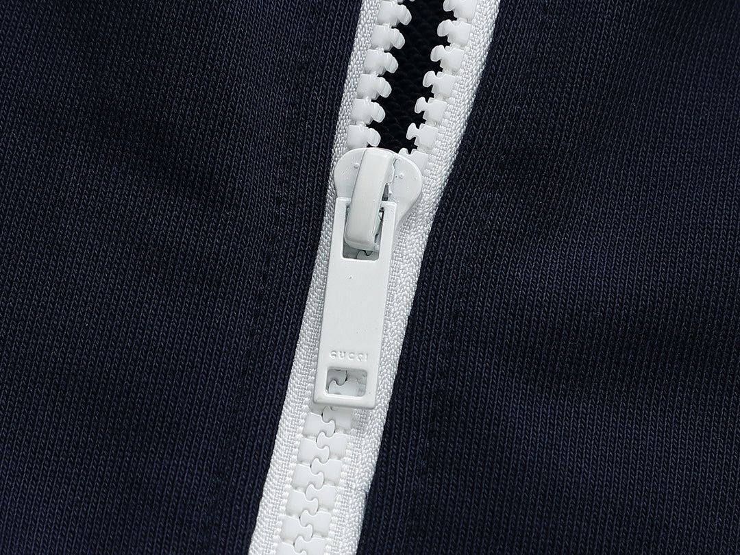 New embroidered letter logo couple style zipper hooded jacket
