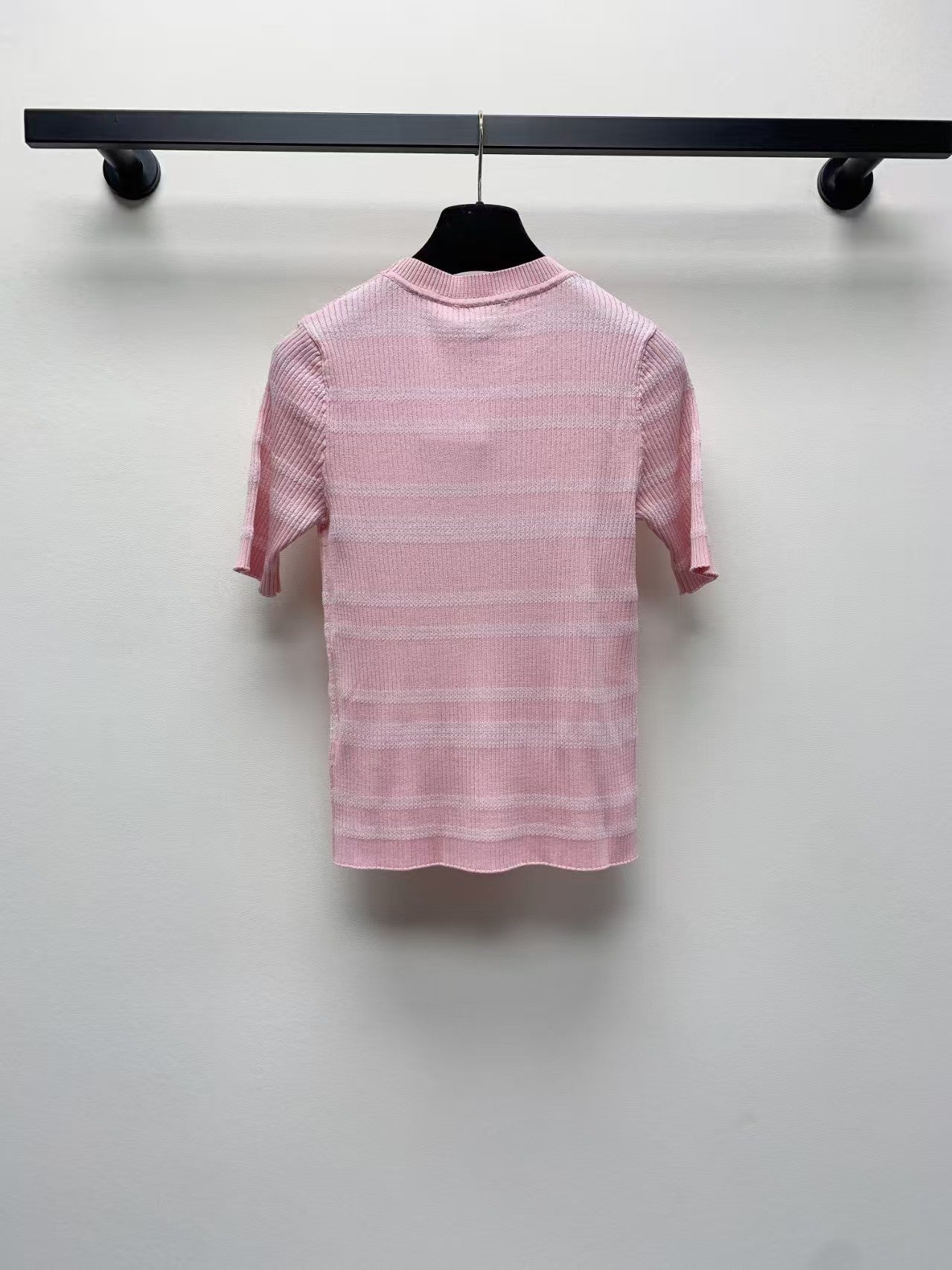Spring and Summer New Round Neck Striped Knitted Sweater Short Sleeve