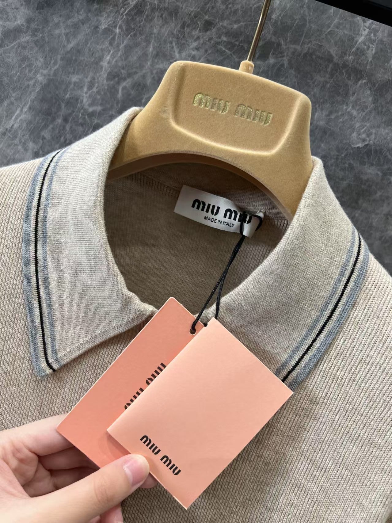 New Arrivals Letter Micro Logo Polo Neck Short Sleeve Knit