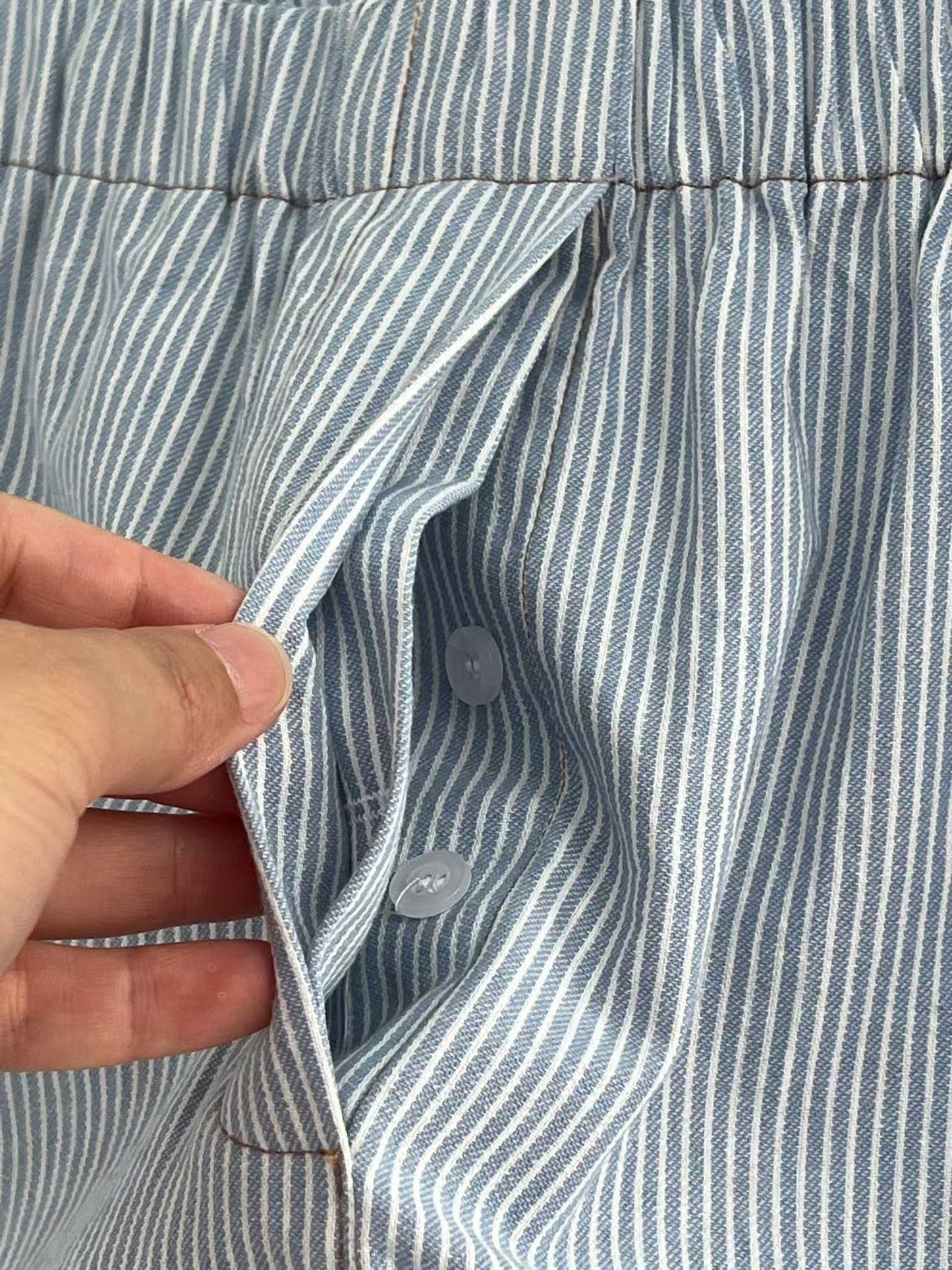 Light blue striped denim