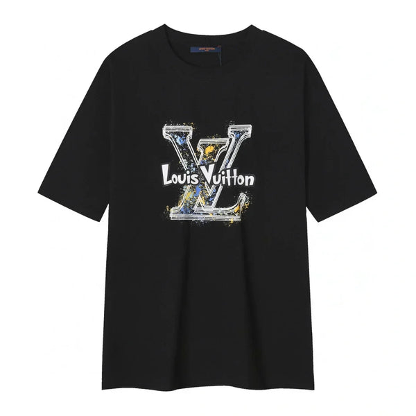 Letter printing + overlapping color inkjet printing pattern T-shirt