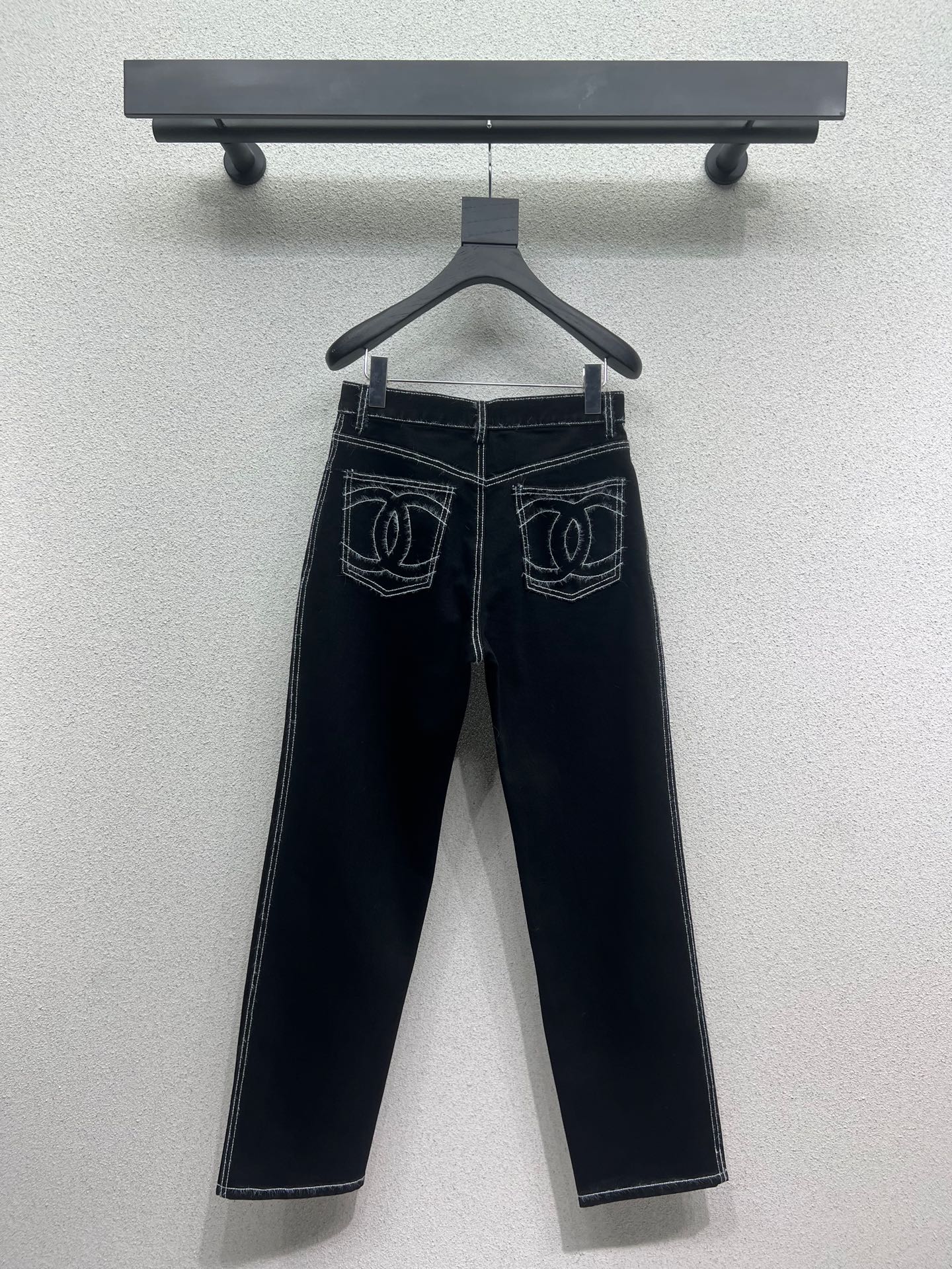 style ski series thick straight denim trousers