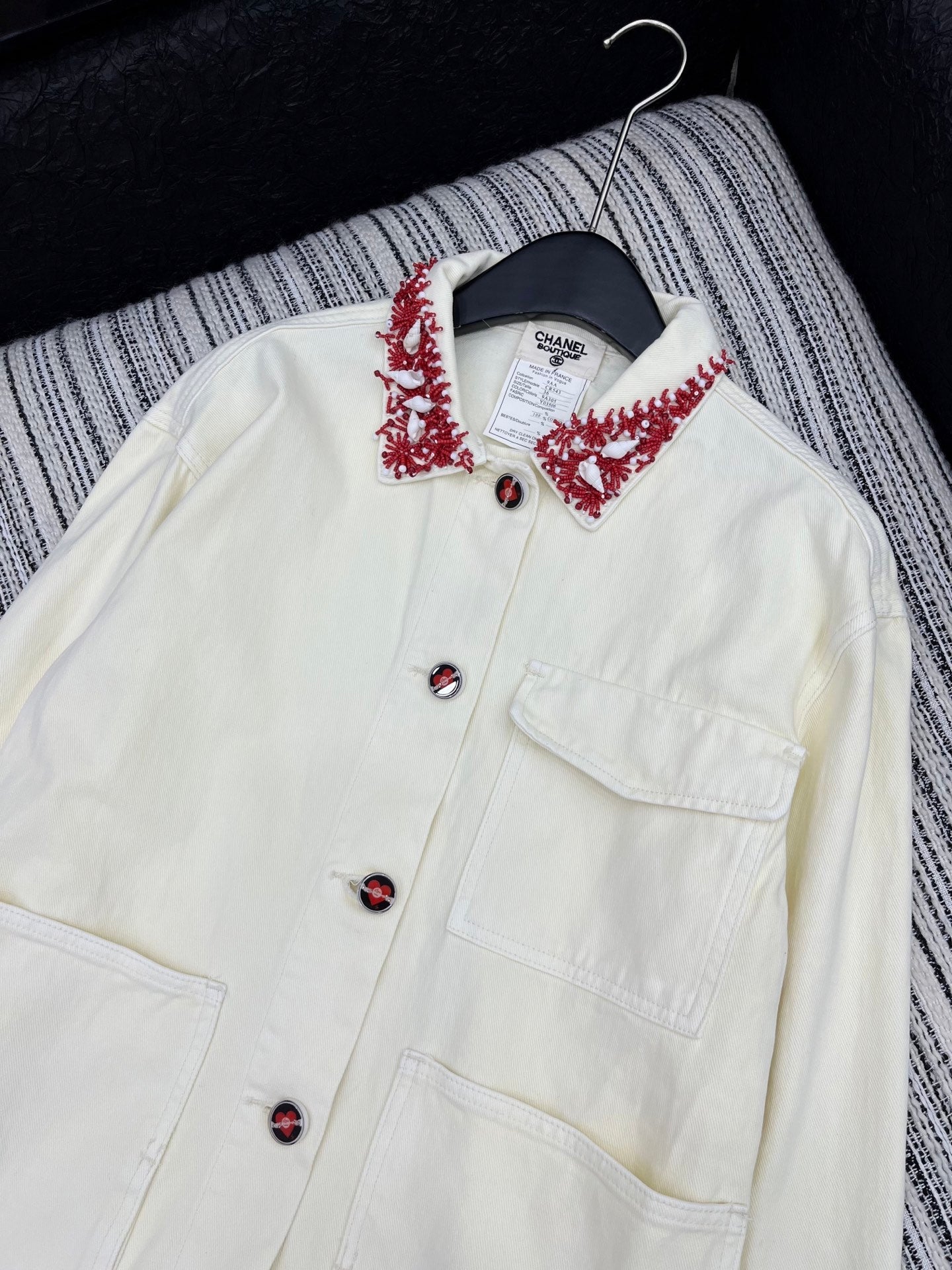 25 vintage series classic lapel hand-beaded denim jacket