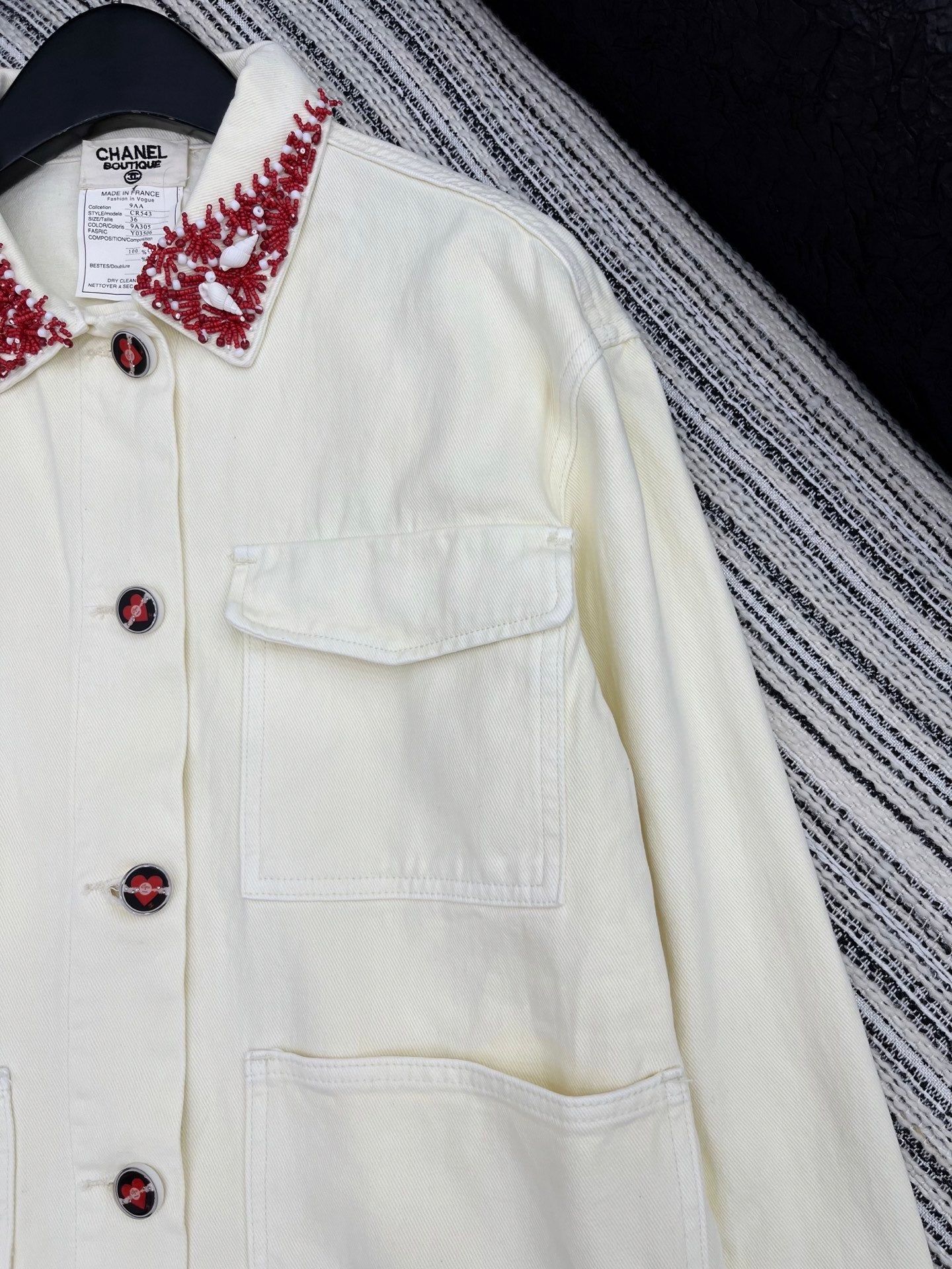 25 vintage series classic lapel hand-beaded denim jacket