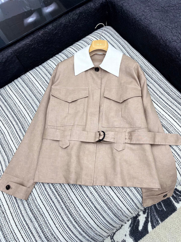 25 Autumn New Arrivals Old Money Style Linen Belt Women's Jacket