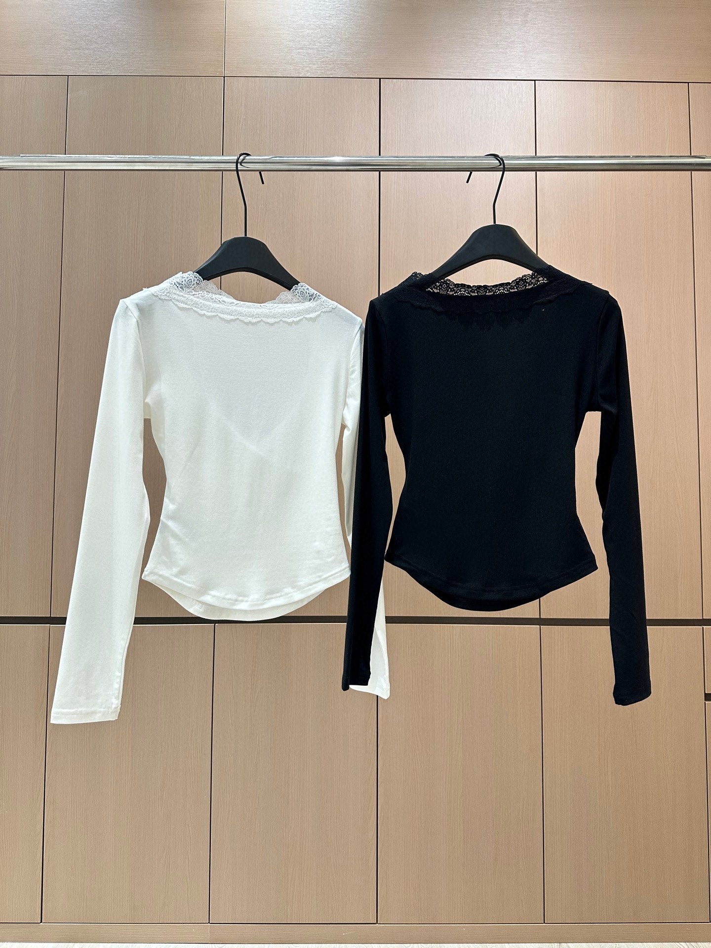 2025 new lace stitching Tencel wool bottoming shirt