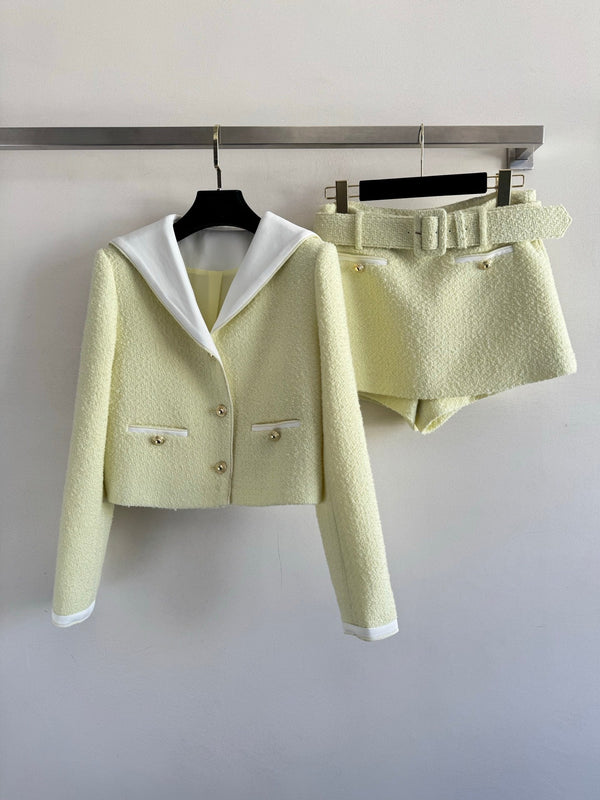 25 new navy collar small Chanel style suit