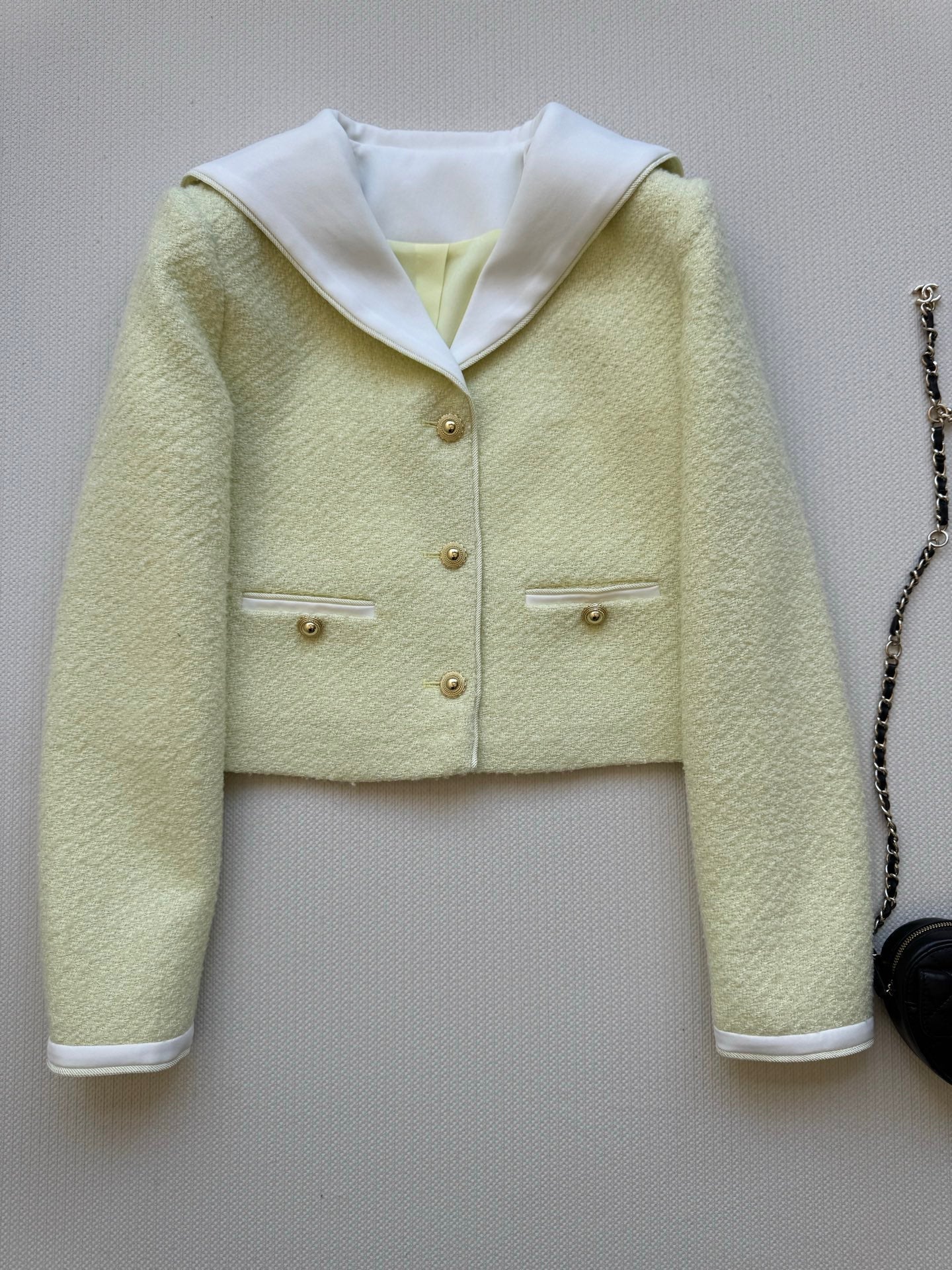 25 new navy collar small Chanel style suit
