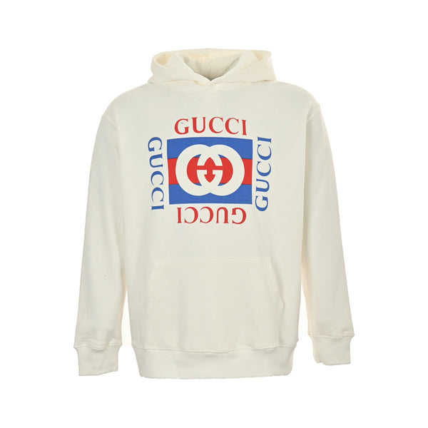 Colorblocked Square Logo Print Hooded Sweatshirt