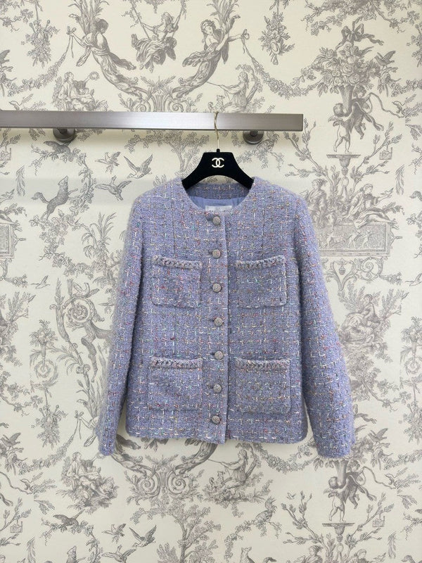 Light luxury lady temperament Chanel style tweed jacket
