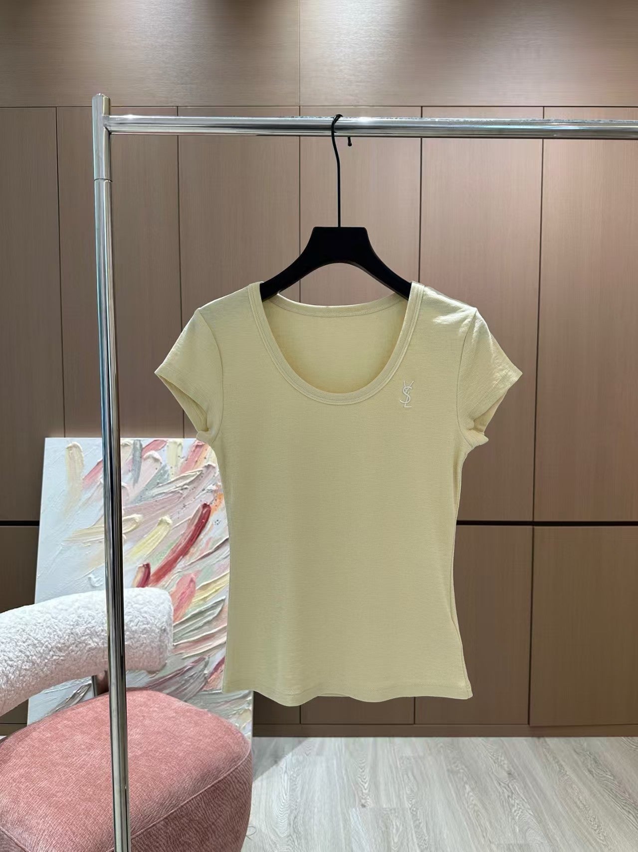 New Contrast Color Embroidery Short Sleeve T-shirt