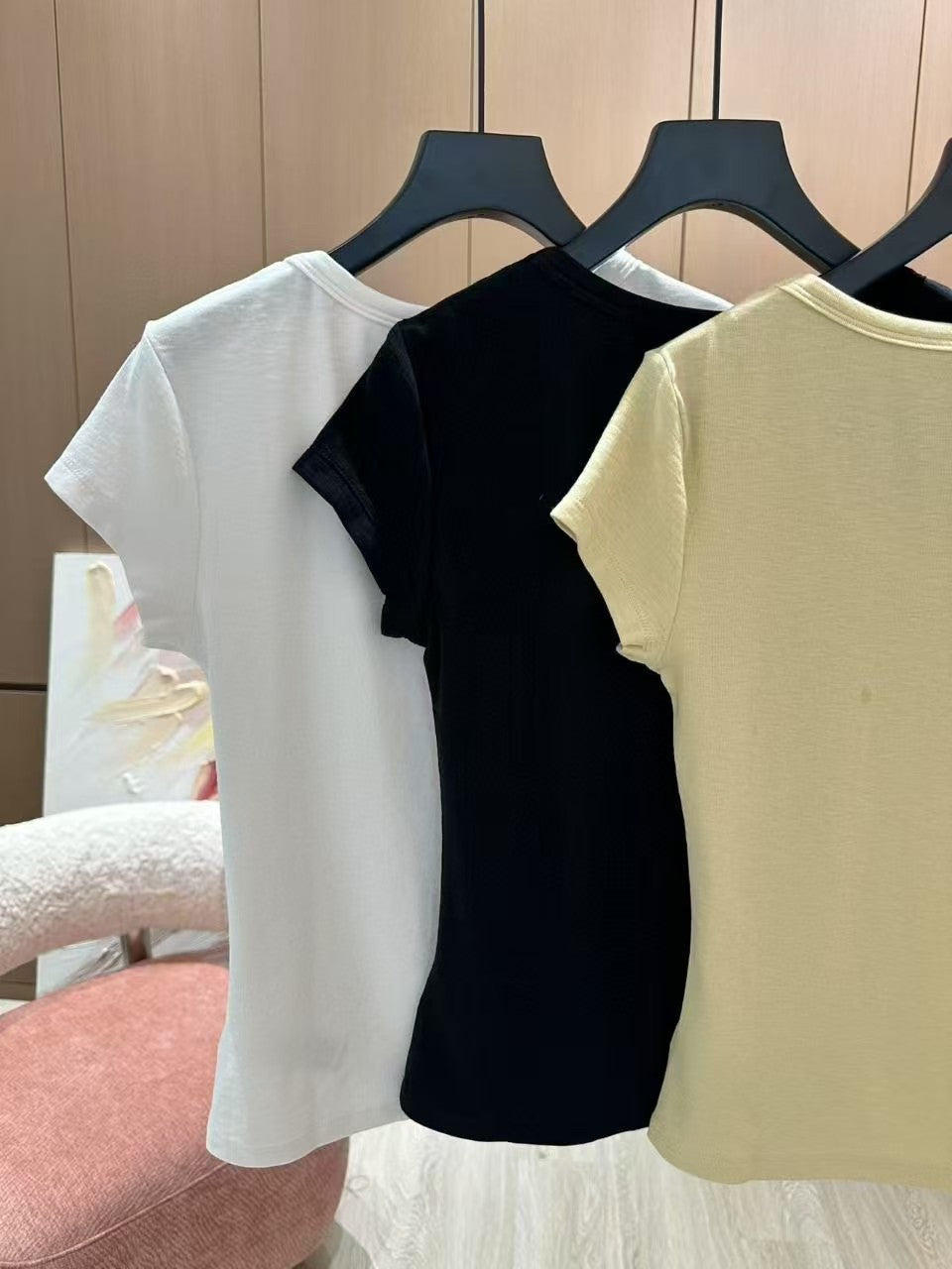 New Contrast Color Embroidery Short Sleeve T-shirt