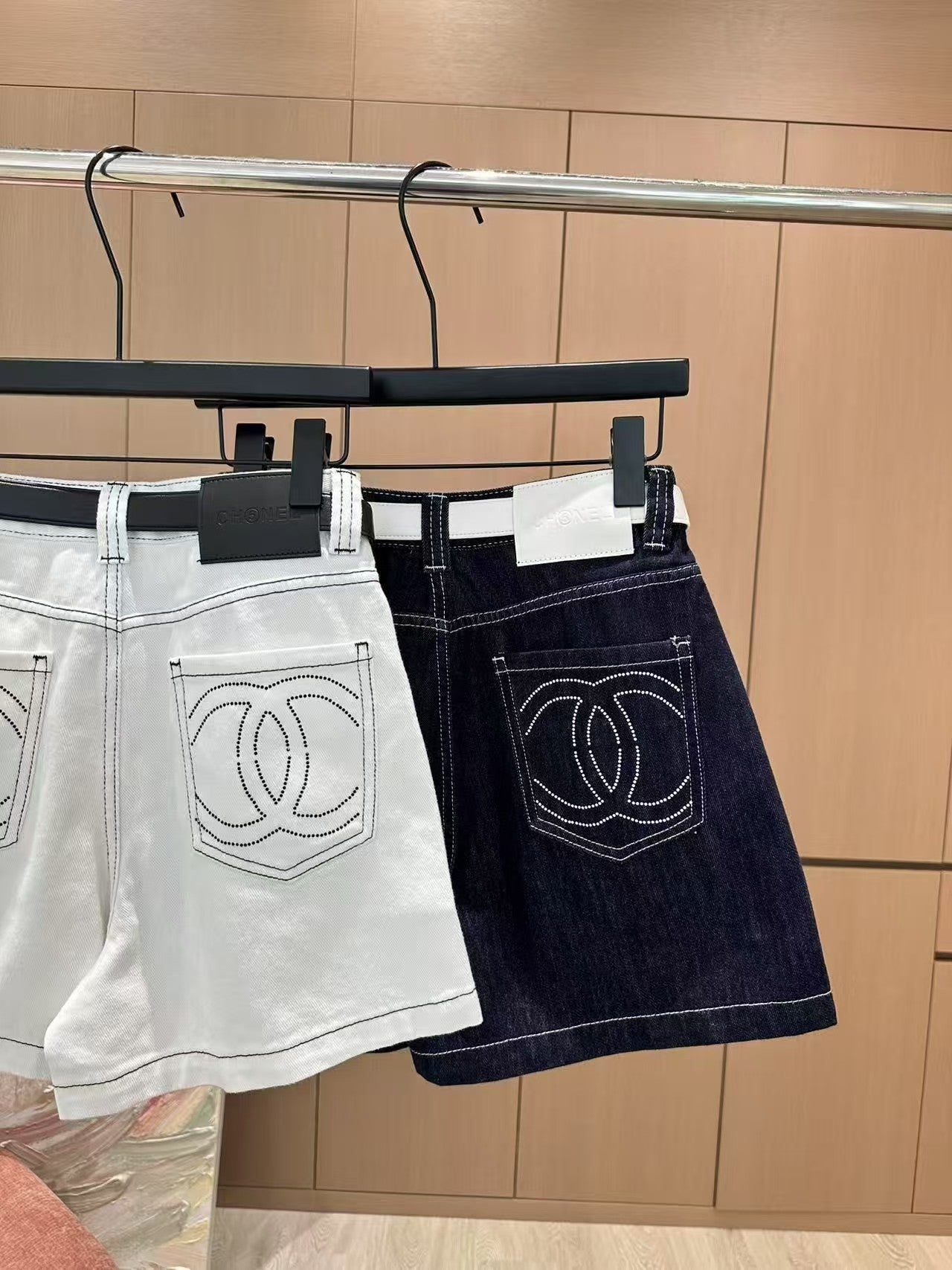 Heavy rhinestone denim shorts
