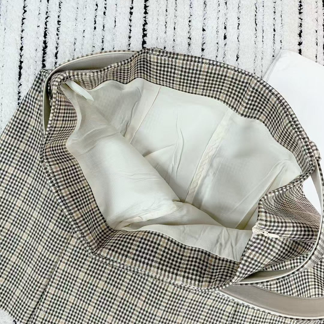 Spring and summer new style side zipper plaid belt skirt