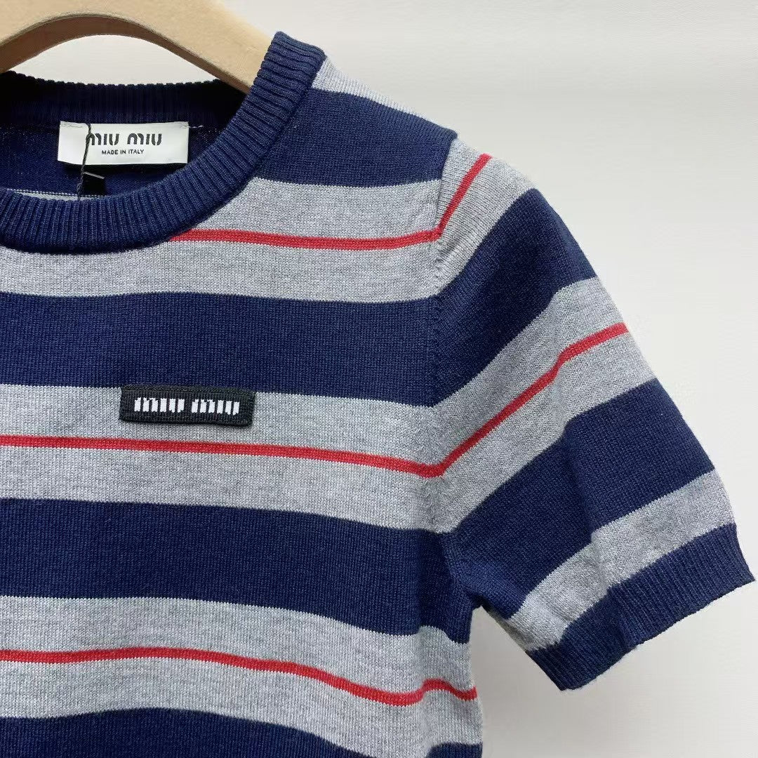 new letter striped short sleeves