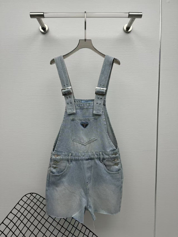 blue denim loose overalls