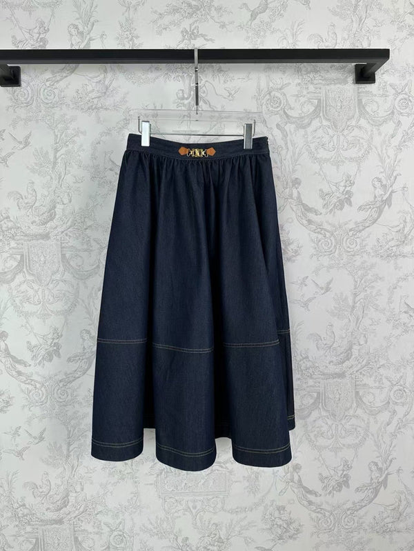 25 Early Spring Fashion Denim Long Swing Skirt