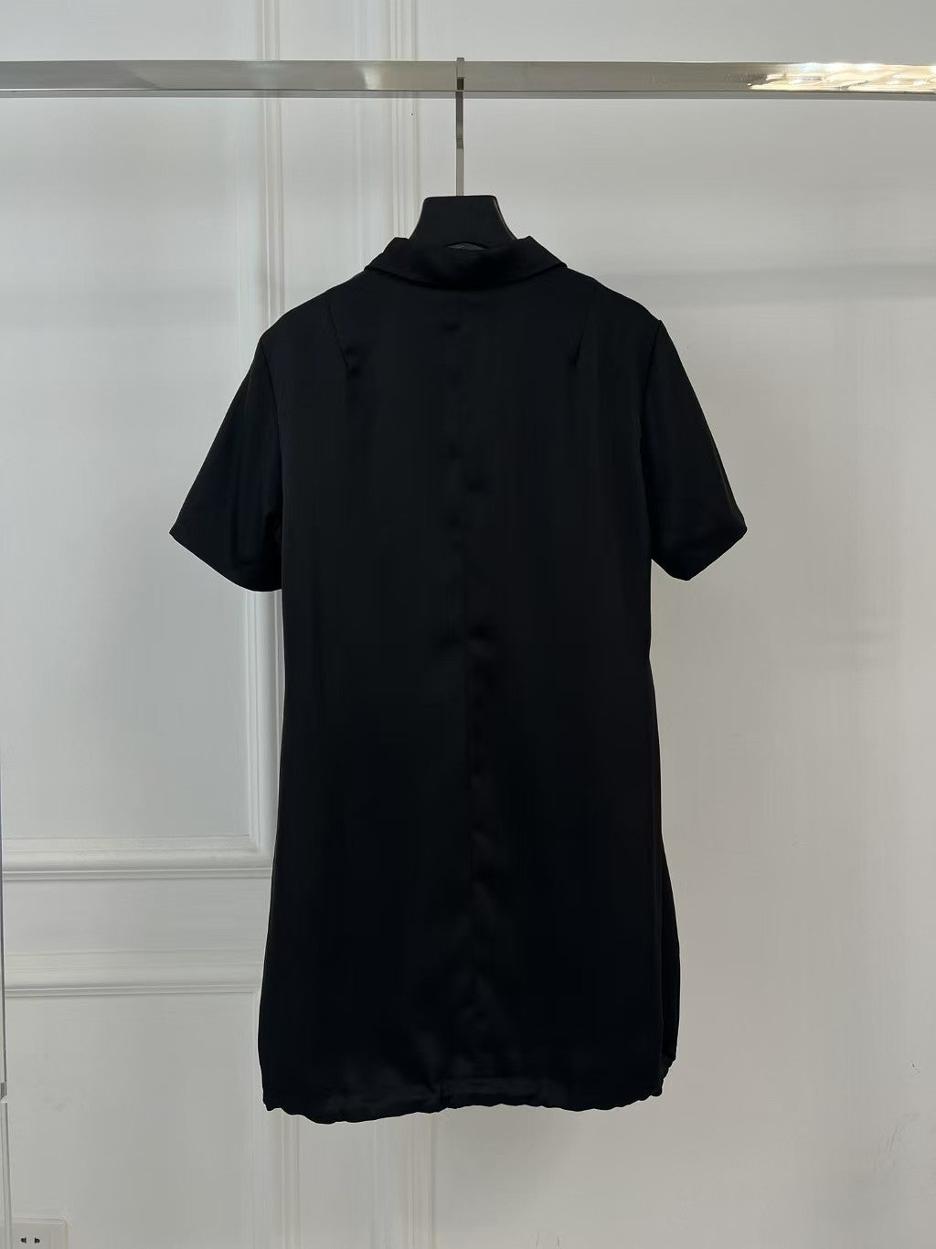 Lapel Short Sleeve Zipper Loose Dress