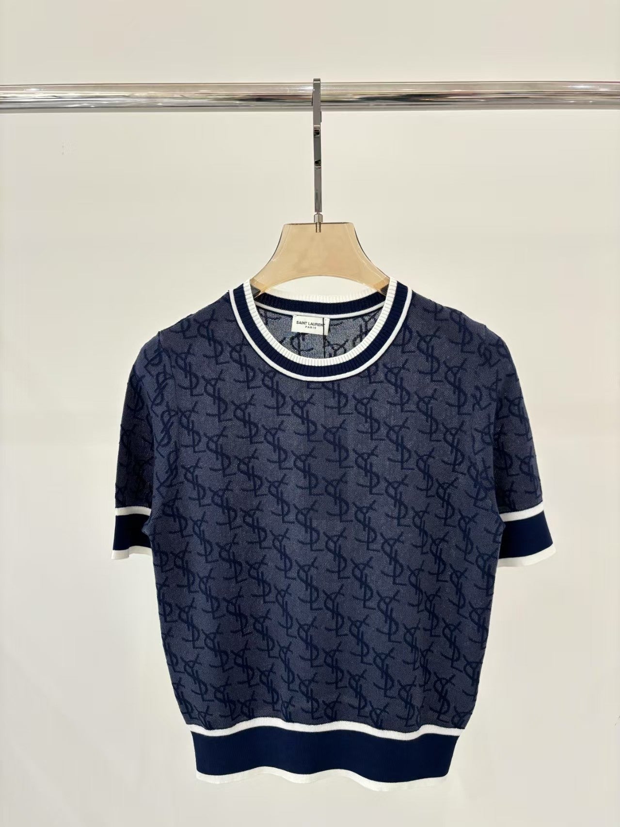 jacquard full print knitted T-shirt