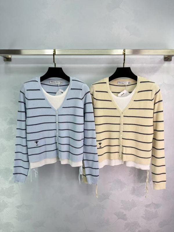 Fake two-piece long-sleeved cardigan