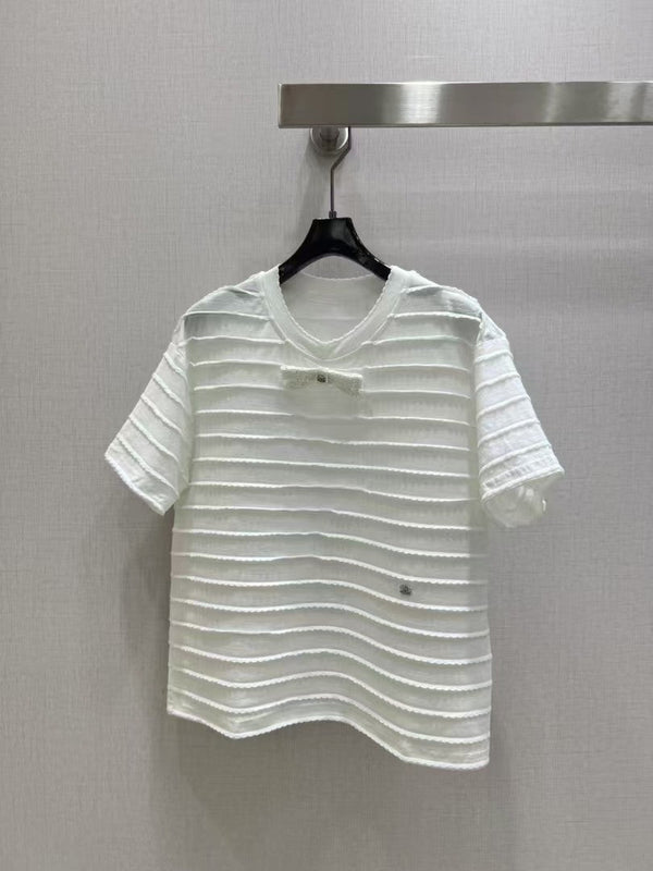 Beaded Bow Short Sleeve T-Shirt