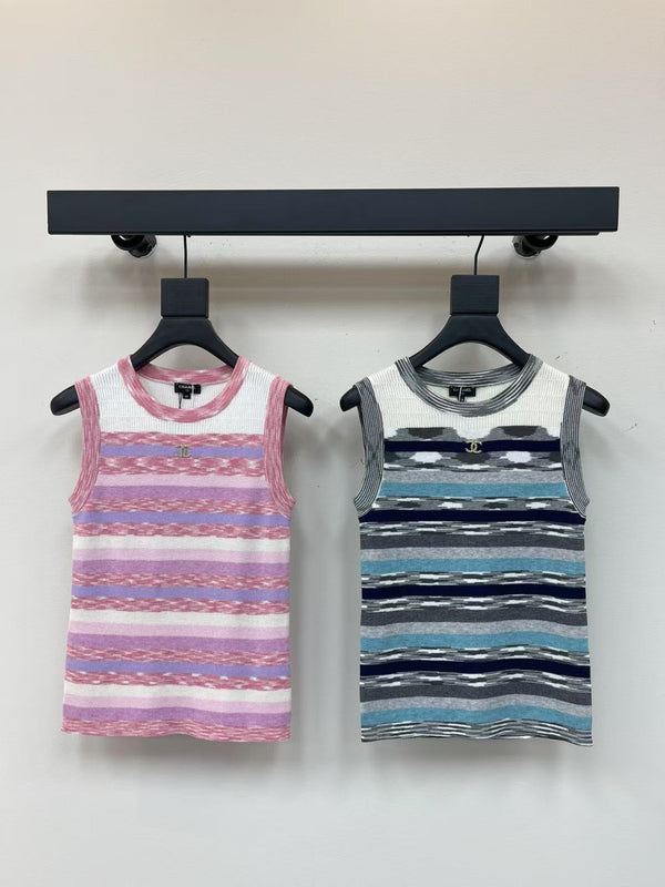 Striped knitted vest