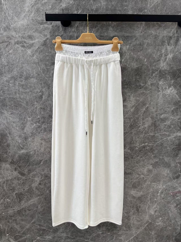Drawstring double waist casual pants