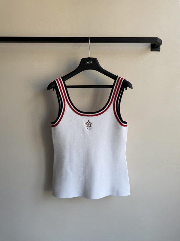 Embroidered five-pointed star letter vest