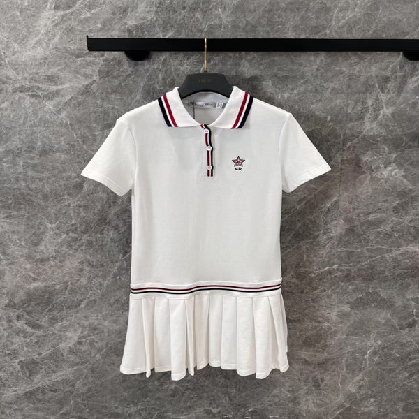 Preppy Classic Lapel Pleated Dress