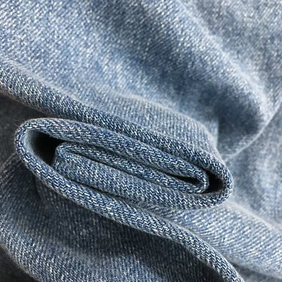 Pleated waist wide-leg jeans