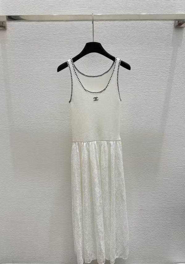 New Round Neck Knitted Vest Dress