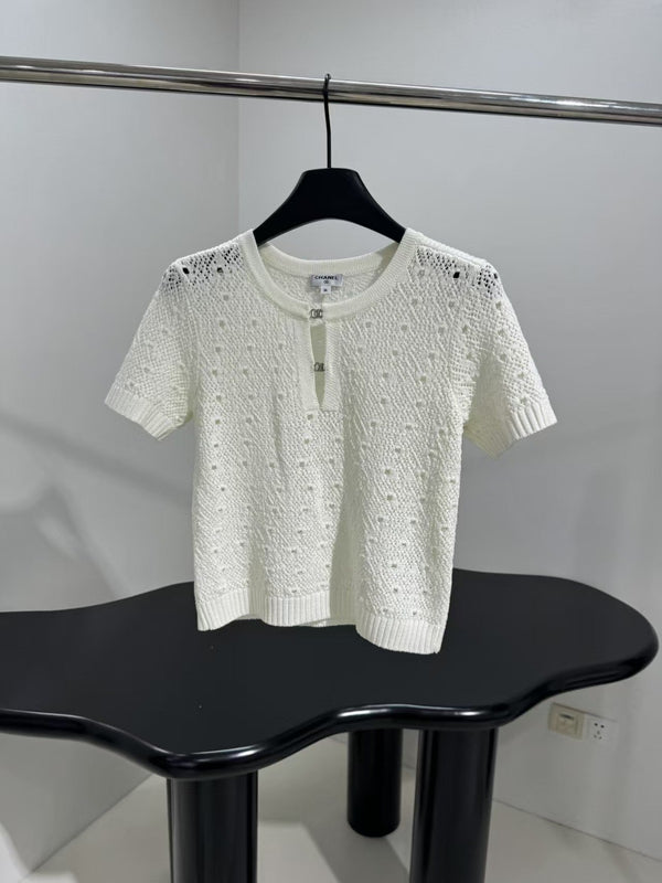 Wool hollow short sleeves