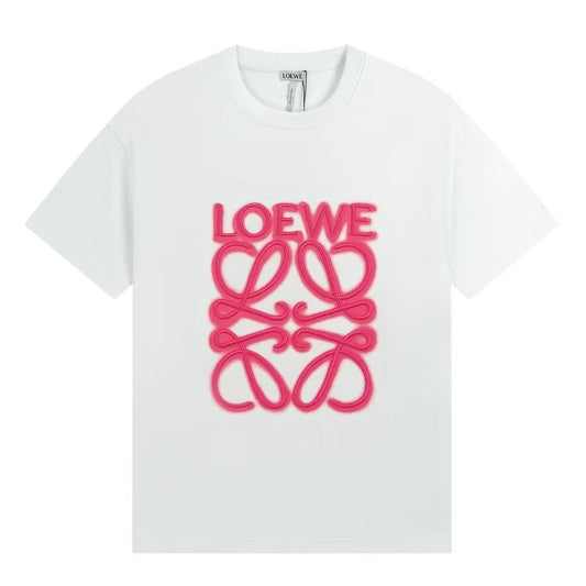 Neon Embroidered Fluorescent Pink Short Sleeve Shirt