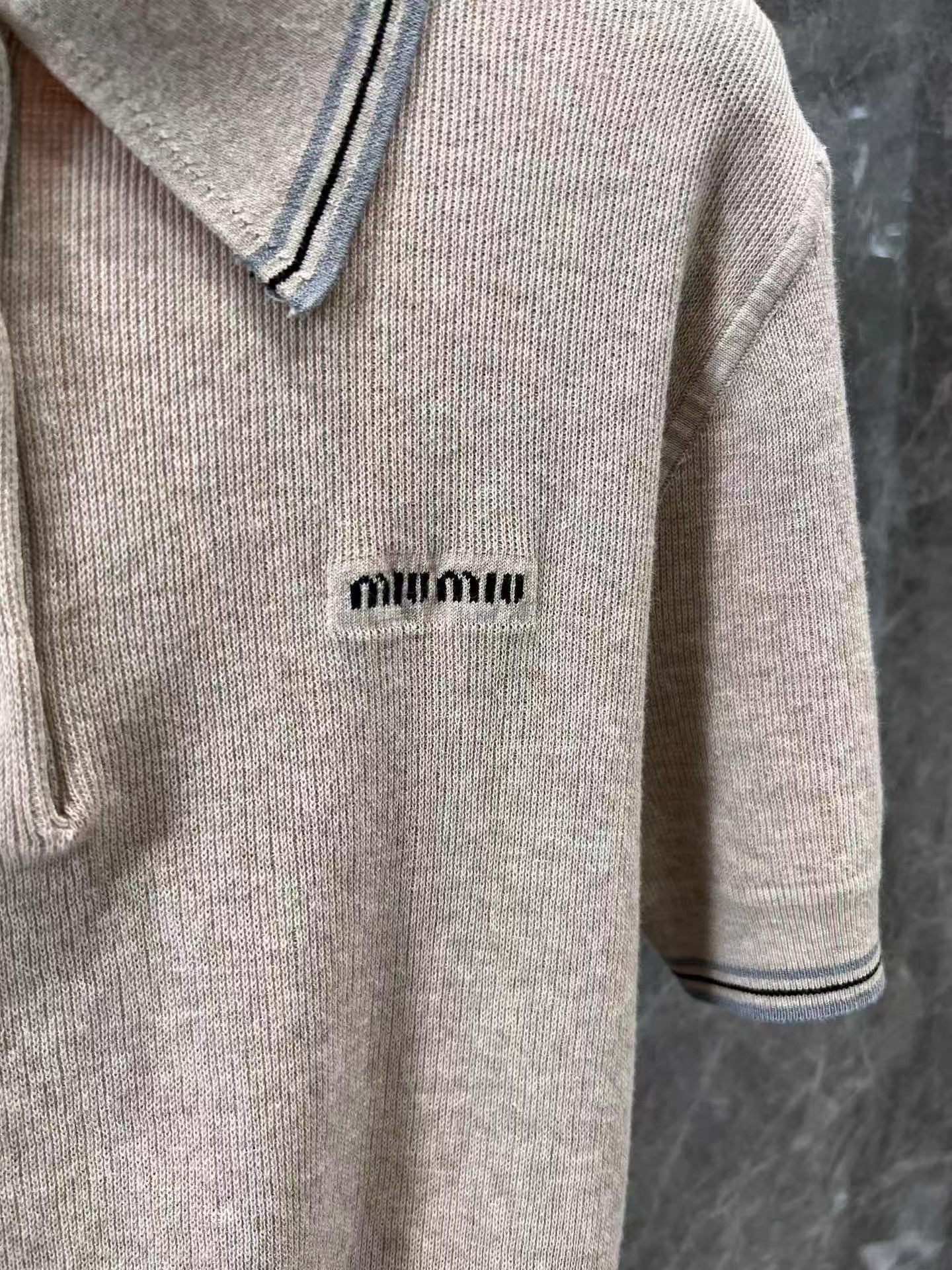 New Arrivals Letter Micro Logo Polo Neck Short Sleeve Knit