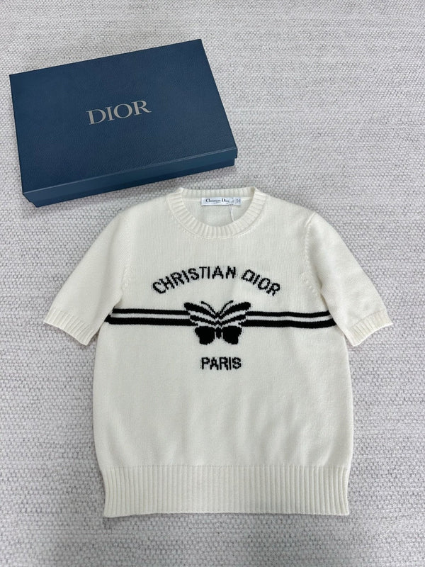 Butterfly Knitted Short Sleeve Shirt