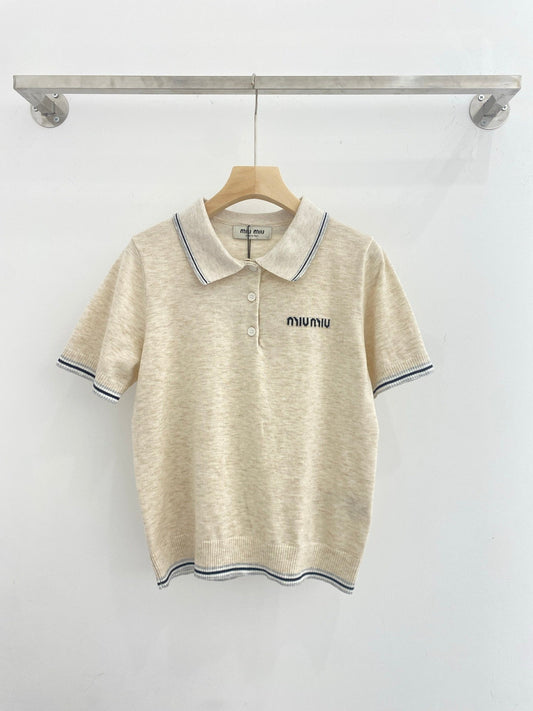 Lapel polo knitted top