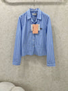 New lapel blue striped shirt