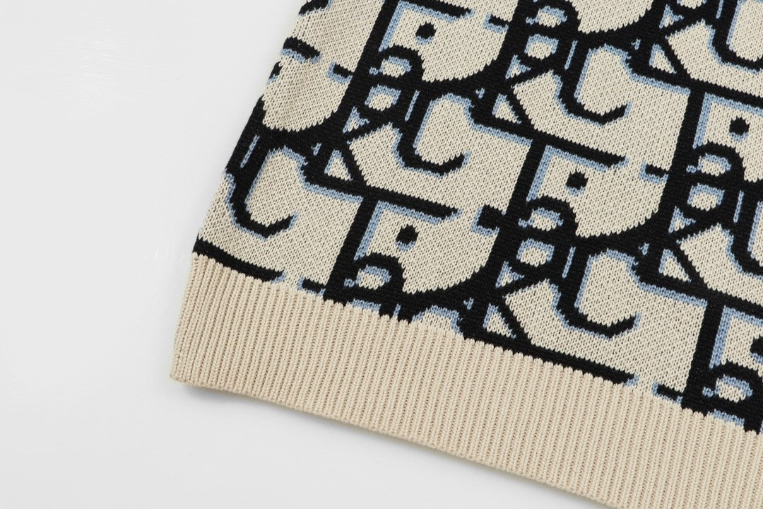 Allover jacquard crew neck sweater