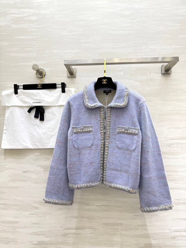 Long-sleeved fleece-knit cardigan jacket