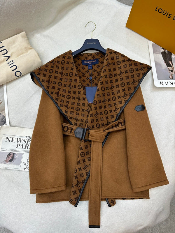 Double-sided hooded floral coat