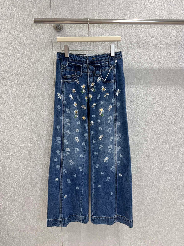 New Spring/Summer 25 Daisy Beaded Denim Pants