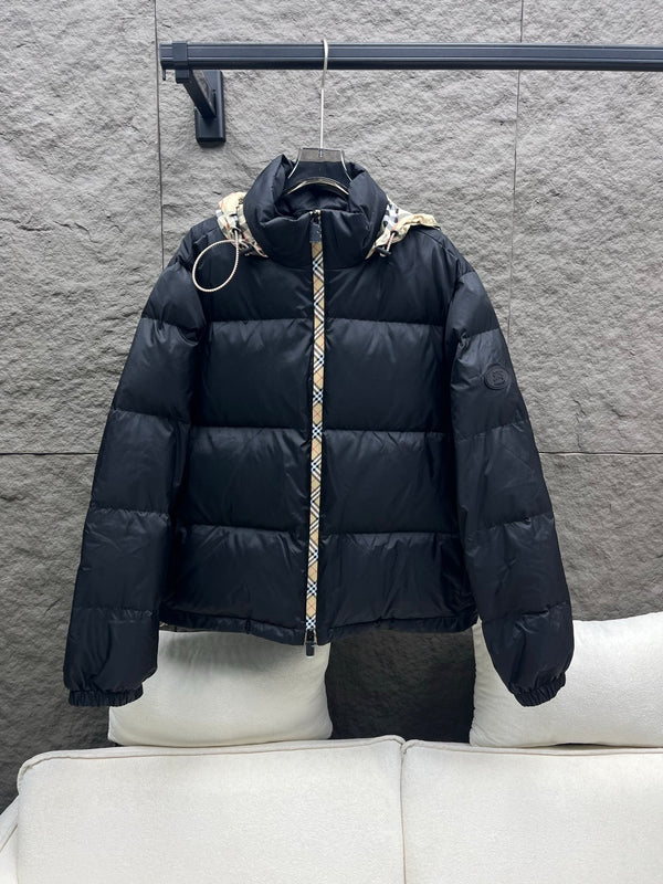 25 Early Autumn New Hide Removable Hooded Plaid Down Jacket
