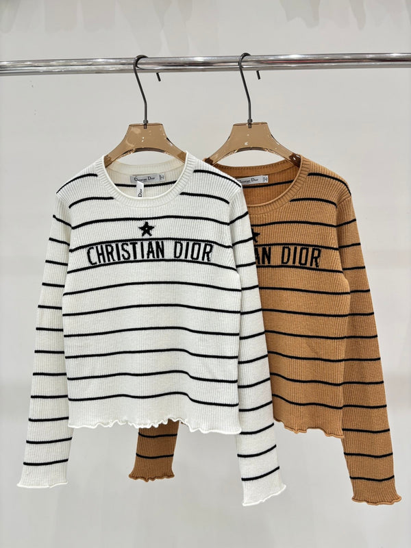 25 Early Autumn New Round Neck Star Striped Knit Long Sleeve