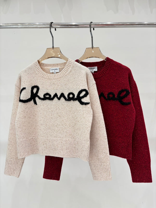 25 Early Autumn New Round Neck Letter Casual Knitted Long Sleeve