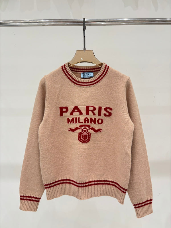 Early Autumn Round Neck Letter Simple Knitted Long Sleeve