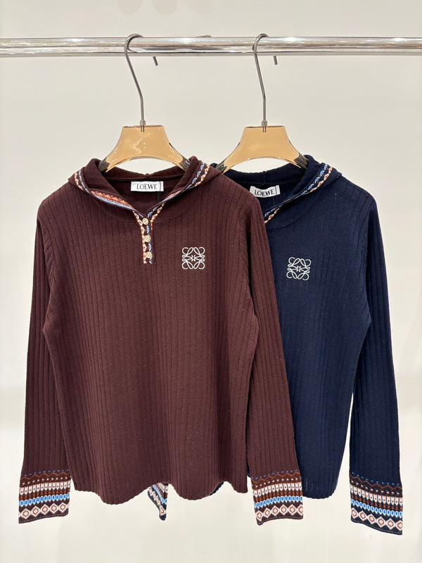 25 Early Autumn New Style Hooded Retro Commuter Knit Top