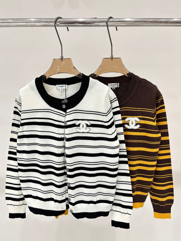 striped simple cardigan