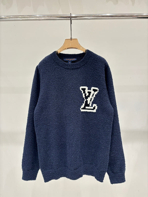 LV brand sweater I25 early autumn round neck soft knit sweater